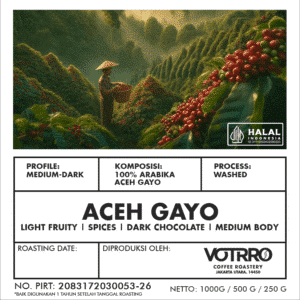 Product sticker of Aceh Gayo Espresso in Indonesian